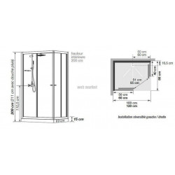 Cabine de douche Eden2 coulissant 100x80 réf. CA836
