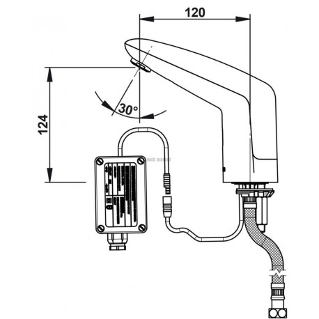 Robinet simple électronique volta secteur avec flex pex sans raccord réf. 55081
