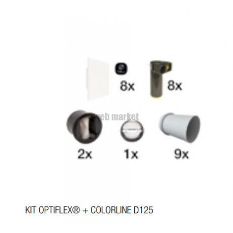 ALDES Kit OPTIFLEX + ColorLINE D125 : 1 cuisine + 2 bains + 5 branches insufflation