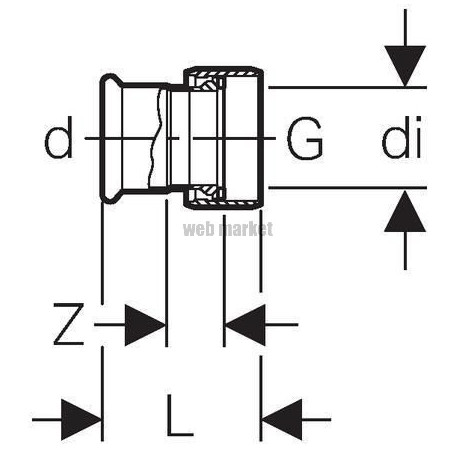 Jonction avec écrou nickelé D15-1/2mm, acier carbone Réf 25042