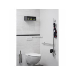 Barre d'appui en L multifonctions 551x1050mm, avec porte-rouleau et patère, tube aluminium Ø 38 x 25 mm époxy anthracite réf: 04