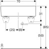 timbre d'office geberit publica avec trop-plein: b EGAL 70cm, h EGAL 20cm, t EGAL 50cm Réf. 361370000