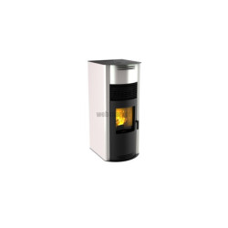 POELE ACIER A GRANULES DE BOIS MORVAN"EURÊ'K"  XL 3.5-8KW BLANC ABSOLU REF 527260