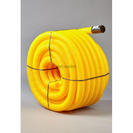 Gaine Janoflex annelée jaune diamètre 63 mm couronne de 50m