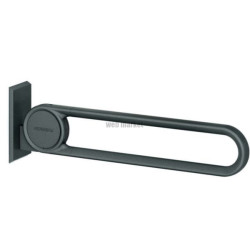 Barre d'appui Cavere rabattable vario en aluminium 600 mm, revêtement thermolaqué antibactérien, fixation invisible, avec systèm