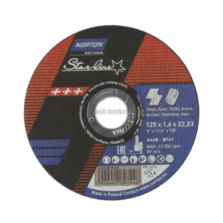 Disque à tronconner 115 x 1,6 x 22,23 STARLINE inox Réf. 66252837244