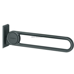 Barre d'appui Caverre rabattable vario en aluminium  850 mm, revêtement thermolaqué antibactérien, fixation invisible, avec syst