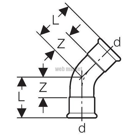 Coude 45° D76,1mm, acier carbone Réf 20609