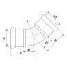 Raccords à sertir inoxydable X7041 coude 45° femelle-femelle D 22 mm 6190063