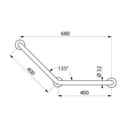 Barre à 135° Basic Ø32 400x400 3 points de fixation inox satiné Réf. 35082S