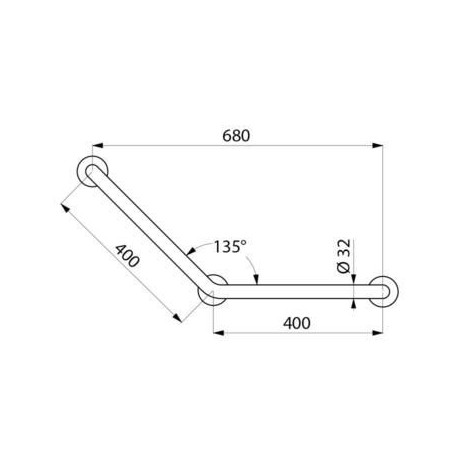 Barre à 135° Basic Ø32 400x400 3 points de fixation inox satiné Réf. 35082S