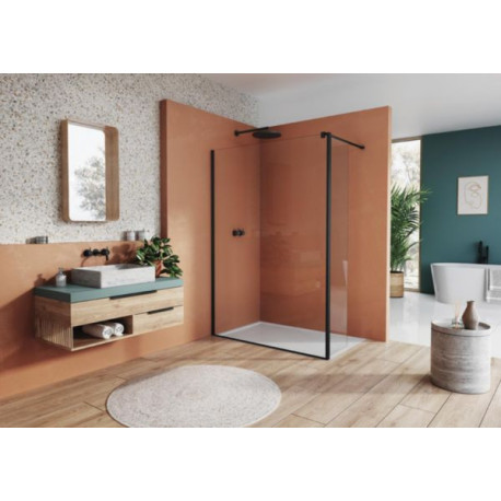 Volet pivotant accessoires WALK-IN EASY volet pivotant positionné à 90° EASY WALK-IN 420x2000 profilé noir mat impression céramique Japan (82) 6 mm Réf. BTE204200682