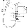Mitigeur de lavabo 110 Rebris S avec bidette et flexible 160cm sans tirette ni vidage Chromé Réf. 72215000