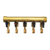 Distributeur MF 3/4" entraxe 50mm 6 piquages avec mini vannes intégrées à glissement Ø12 Réf. 958G-6G12