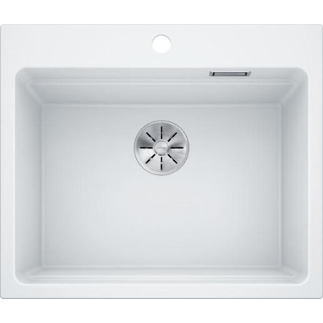 Cuve à intégrer sous plan en SILGRANITPuraDur BLANCO ETAGON 6 1 Cuve sans égouttoir vidage 90mm InFino manu et siphon couleur café grille suspendue inox garantie 10 ans Réf. 524548