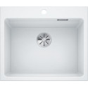 Cuve à intégrer sous plan en SILGRANITPuraDur BLANCO ETAGON 6 1 Cuve sans égouttoir vidage 90mm InFino manu et siphon couleur café grille suspendue inox garantie 10 ans Réf. 524548