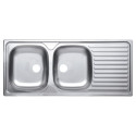 Evier à encastrer ÉCO 2 cuves 1160  inox18/10 nu, sans vidage, Satiné