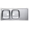 Evier à encastrer ÉCO 2 cuves 1160  inox18/10 nu, sans vidage, Satiné
