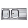 Evier à encastrer ÉCO 2 cuves 1160  inox18/10 nu, sans vidage, Satiné