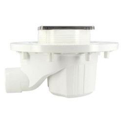 Siphon pour sols carrelés sortie horizontale avec cadre et grille à carreler inox 10x10 + natte Réf. SICAX10IHNC