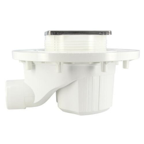 Siphon pour sols carrelés sortie horizontale avec cadre et grille à carreler inox 10x10 + natte Réf. SICAX10IHNC
