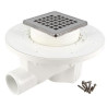 Siphon pour sols carrelés sortie horizontale avec cadre et grille à carreler inox 10x10 + natte Réf. SICAX10IHNC