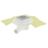 Siphon pour sols carrelés sortie horizontale avec cadre et grille à carreler inox 10x10 + natte Réf. SICAX10IHNC