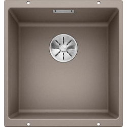 Cuve à intégrer sous plan en SILGRANITPuraDur BLANCOSUBLINE 400 U 1 Cuve sans égouttoir vidage 90 mm InFino manuel et siphon couleur tartufo garantie 10 ans Réf. 523429