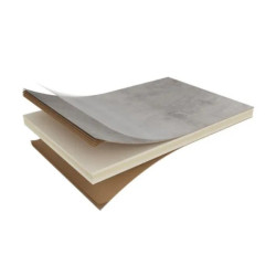 Système de panneaux muraux étanches Polyrey Nuance support composite profil bord arrondi + languette décor Marbre Taisa M124 finition EXM format 260x120cm épaisseur 11,7mm
