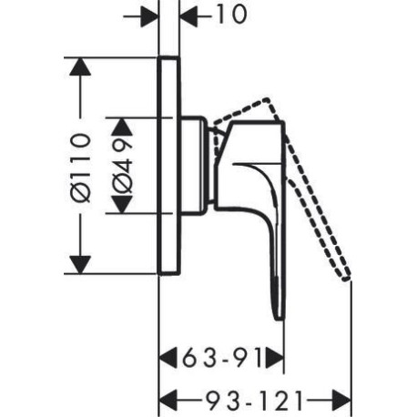 Set de finition  Rebris S pour mitigeur douche encastré Chromé Réf. 72649000