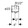 Jonction filetée D15-1/2mm, acier carbone Réf 21703