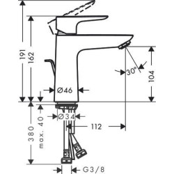 Mitigeur de lavabo Talis E 110 avec tirette et vidage Réf. 71710000