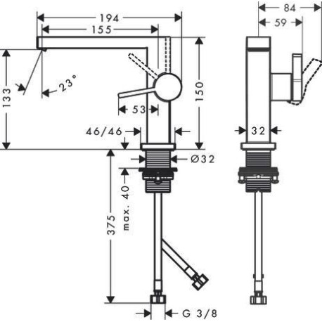 Mitigeur lavabo 110 Tecturis E  Fine CoolStart, bonde Push-Open Chromé Réf. 73020000