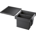 Poubelle tri sélectif en plastique noir BLANCO FLEXON II 45/2 manuel 1 seau de 16L et 1 seau de 16L garantie 2 ans Réf. 521468