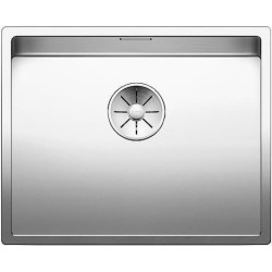 Evier à encastrer et/ou à fleur en inox lisse BLANCO CLARON 500 IF/A 1 cuve sans égouttoir vidage 90mm auto InFino et BLANCO PushControlet siphon couleur brossé aspect mat garantie à vie Réf. 521633