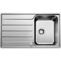 Evier à encastrer à fleur de plan en acier inox BLANCO LEMIS 45 S-IF Mini 1 cuve 1 égouttoir Mini réversible 2 percements vidage automatique 90mm garantie à vie Réf. 525114