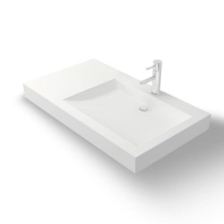 Vasque rectangulaire PALERMA D 81x 45,5 cm finition mat sans trop plein version mitigeur à droite Réf. NS-0209D