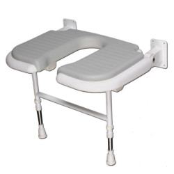 Siège de douche rabattables Série 4000 rembourré, large en U 580 x 485 x 640 mm, bleu réf. 04120P