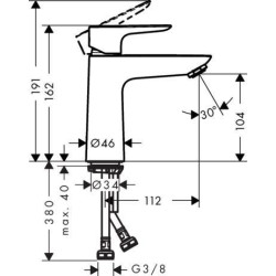 Mitigeur de lavabo Talis E 110 bonde Push-Open Réf. 71711000