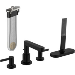 Set de finition mélangeur Finoris 4 trous pour montage sur bord de baignoire avec sBox noir mat Réf : 76444670