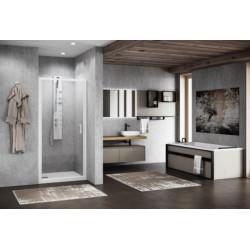 Porte de douche pivotante Zephyros 2.0 G 76 extensibilité 76-82 verre trempé transparent blanc Mat Réf : ZEP2G76-1U