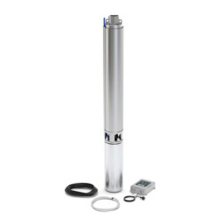 Pompe immergée pour forage 4" kit s4 4/9 tri - alimentation électrique : 400 v - 0,75 kw - 2,6 a- débit max : 4,2 m³/h Ref. 704097