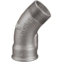 Courbe 45° fonte malléable noir 40 mâle-femelle 50x60 réf.40N50