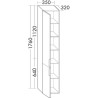 Colonne EQIO SMART hauteur 176 cm, largeur 35 cm, profondeur 29.8 cm avec 2 portes, 4 étagères verres, 1 étagère fixe, charnière gauche, finition chêne décor naturel, poignée chromée Réf. HSFB035GF5259G0146