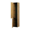 Colonne EQIO SMART hauteur 176 cm, largeur 35 cm, profondeur 29.8 cm avec 2 portes, 4 étagères verres, 1 étagère fixe, charnière gauche, finition chêne décor naturel, poignée chromée Réf. HSFB035GF5259G0146