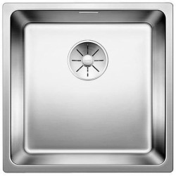 Cuve à encastrer à fleur en acier inox lisse BLANCO ANDANO 400 IF/A 1 Cuve sans égouttoir vidage 90mm InFino auto et Push Control et siphon couleur satiné garantie à vie Réf. 525244