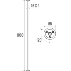 Tube droit porte-rideau 180 cm réf. 004226