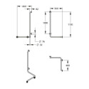 Barre de douche d'angle avec barre verticale de diamètre 32mm. 4 points de fixation. 660 x 560 x 1150 mm. Modèle gauche. Réf. 60331