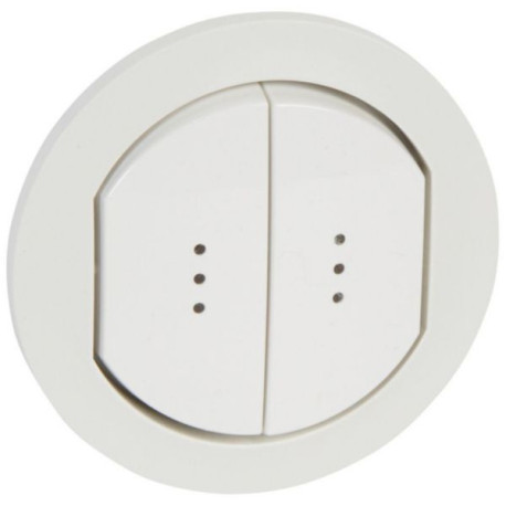 Enjoliveur double à voyant Céliane IP 44 pour 2 réf. 0 670 01/31 blanc Ref.067804