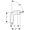 Coude 90 degrés avec extrémité à emboîterD35mm inox réf 33306